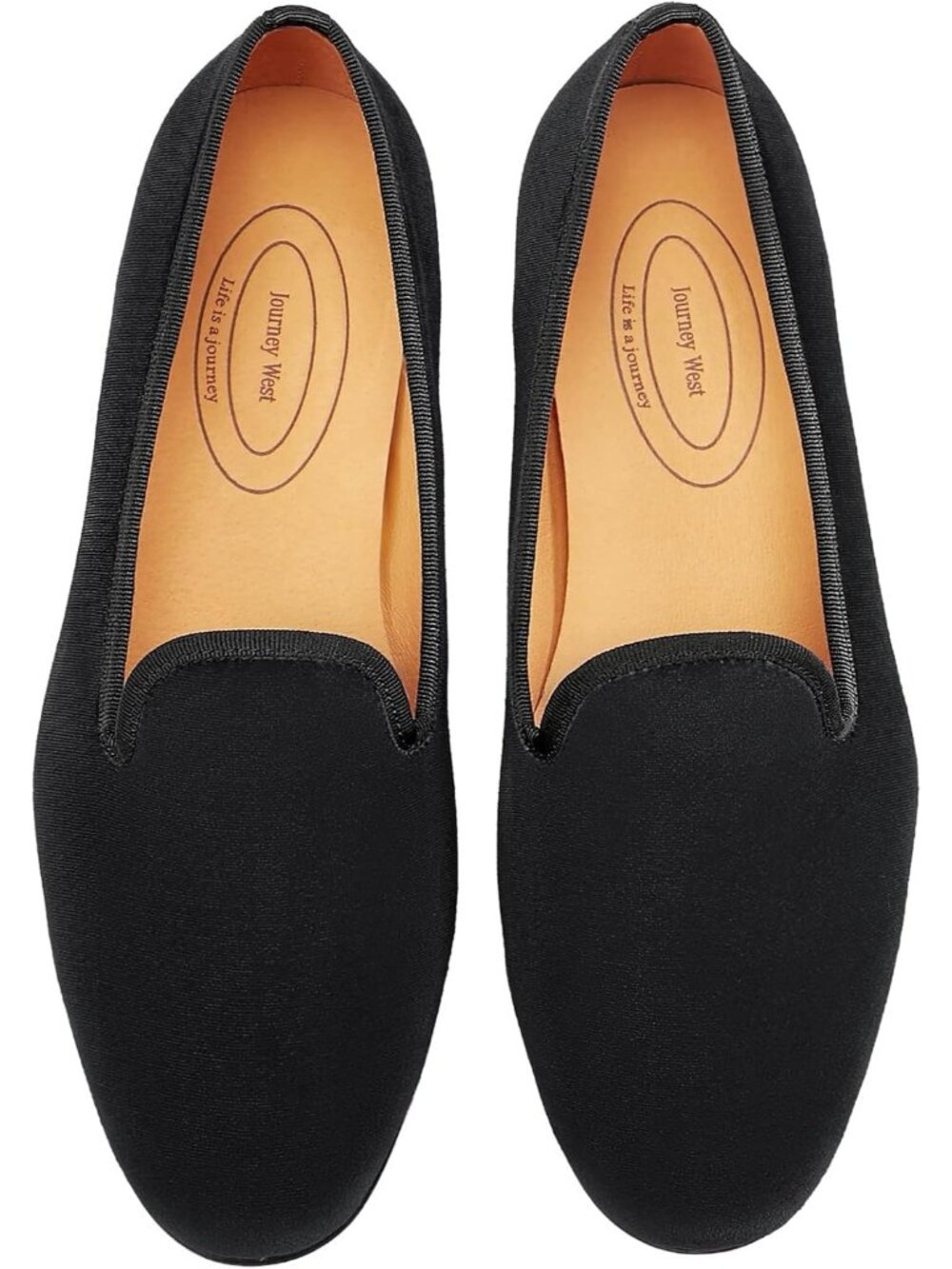 Journey West Men's Plain Black Round Toe Tuxedo Embroidery Velvet Loafers